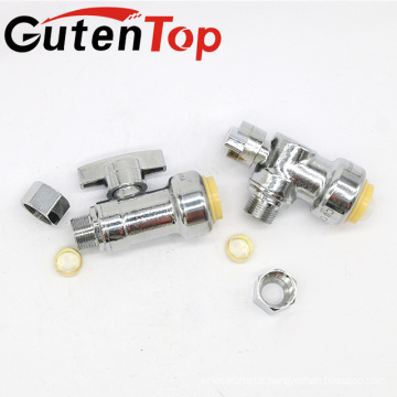 GutenTop High Quality 1/2" PUSH FIT X 3/8" OD COMPRESSION 1/4 TURN ANGLE STOP VALVE CERTIFIED TO NSF ANSI61 LEAD FREE BRASS